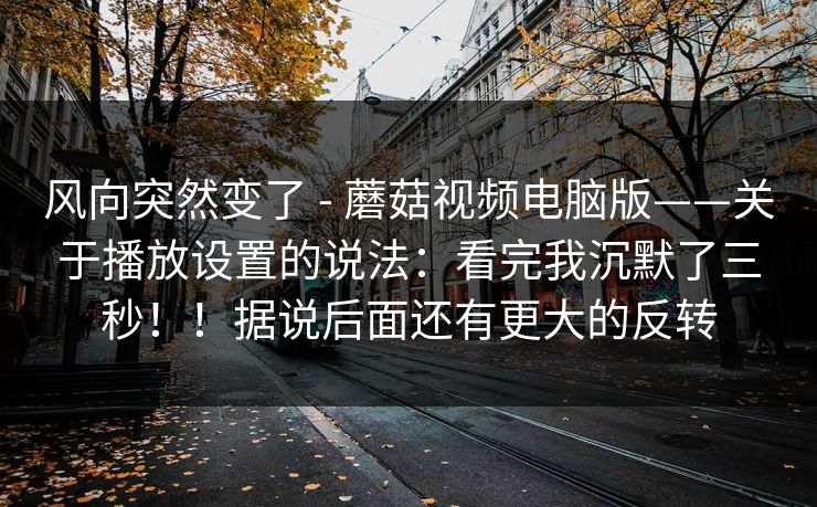 风向突然变了 - 蘑菇视频电脑版——关于播放设置的说法：看完我沉默了三秒！！据说后面还有更大的反转