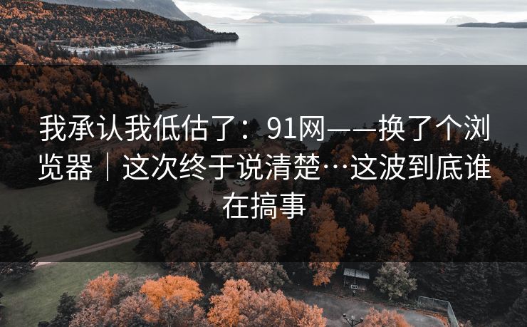 我承认我低估了：91网——换了个浏览器｜这次终于说清楚…这波到底谁在搞事
